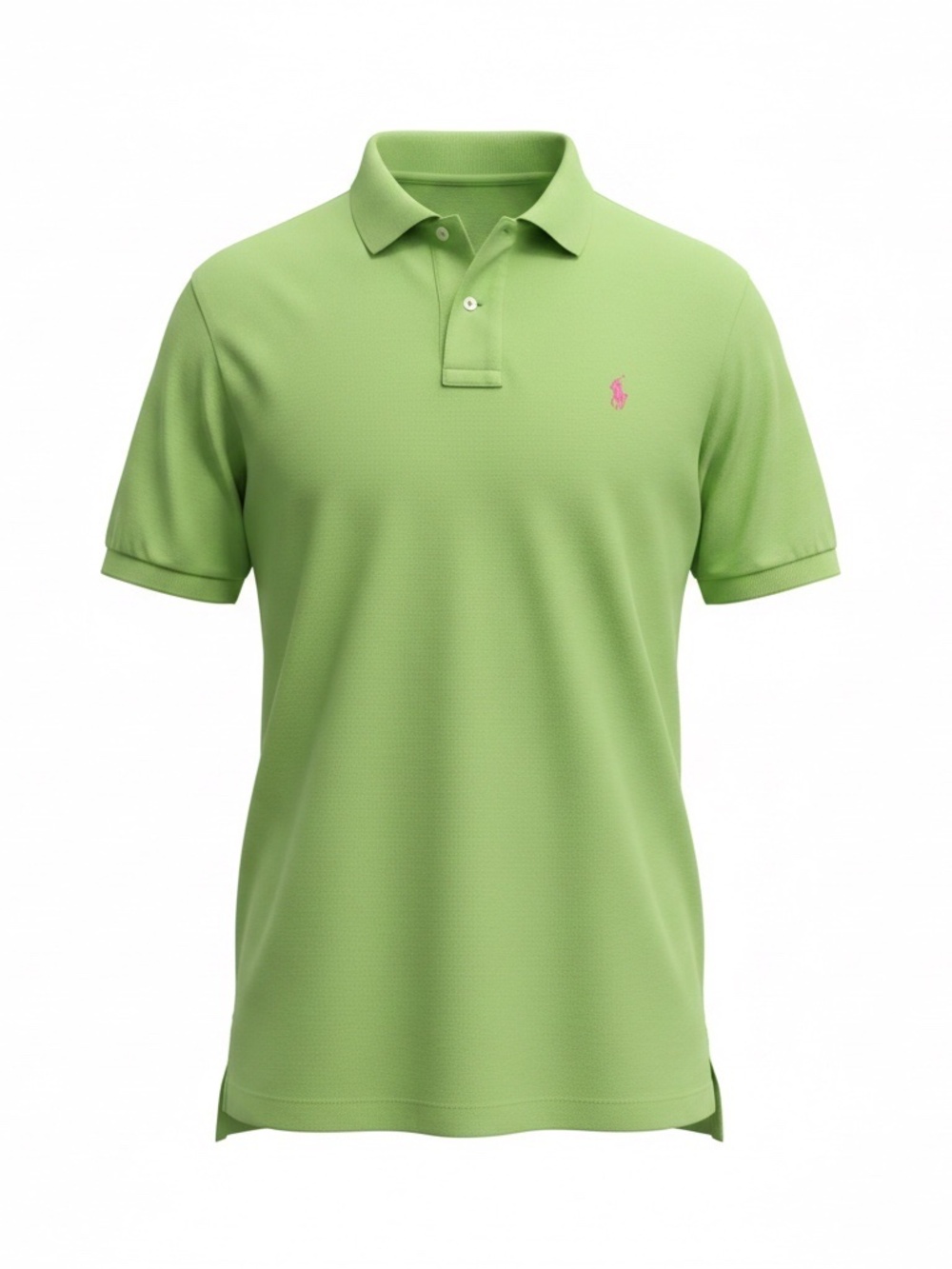 Polo Ralph Lauren Mens XL Cotton Polo Shirt Lime Green Short Sleeve Pink Pony